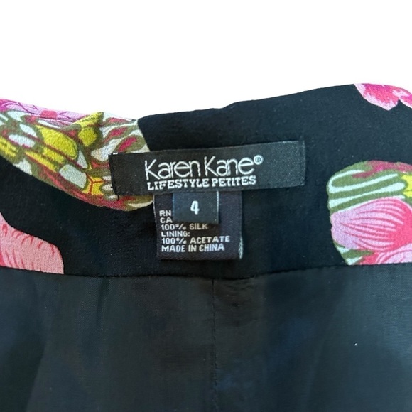 Karen Kane Flowers & Butterflies in Black Print Silk Open Panel Skirt - Picture 9 of 15